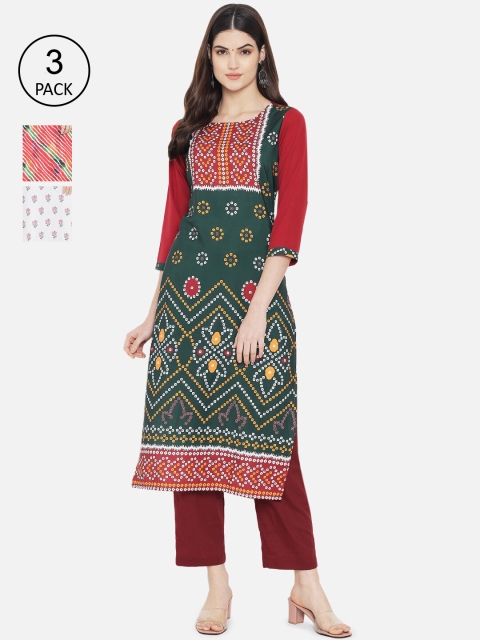 

1 Stop Fashion Women Multicoloured Ethnic Motifs Printed Crepe Kurta, Multi