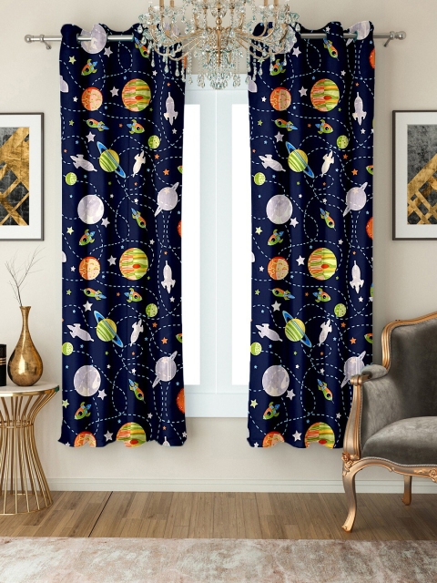 

Cortina Navy Blue & Multicoloured Set of 2 Quirky Window Curtain