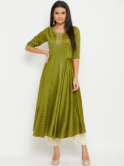 

PANIT Women Green Printed Empire Kurta with Trousers