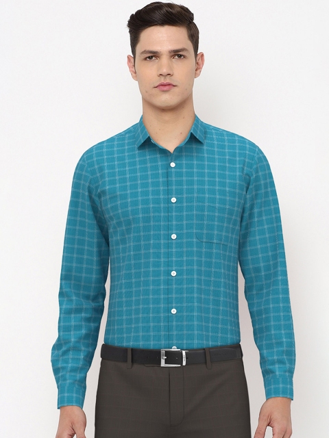 

Peter England Men Blue Checked Formal Shirt