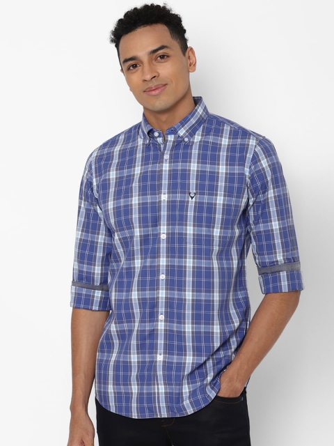

Allen Solly Men Blue Slim Fit Tartan Checks Checked Pure Cotton Casual Shirt