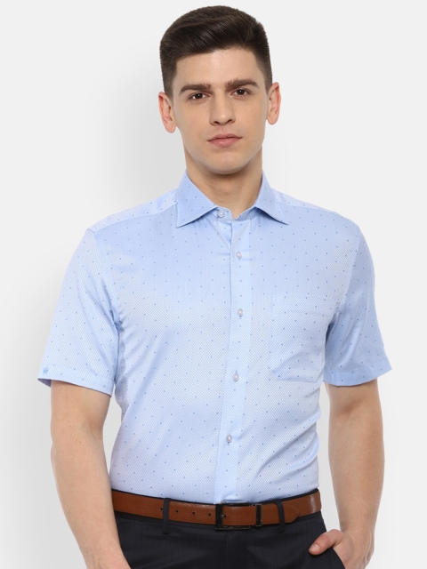 

Louis Philippe Gods & Kings Men Blue Printed Pure Cotton Formal Shirt