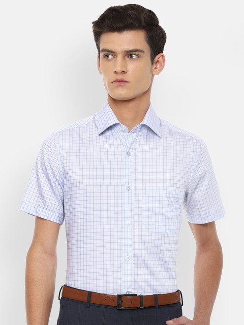 

Louis Philippe Men Blue Checked Cotton Formal Shirt
