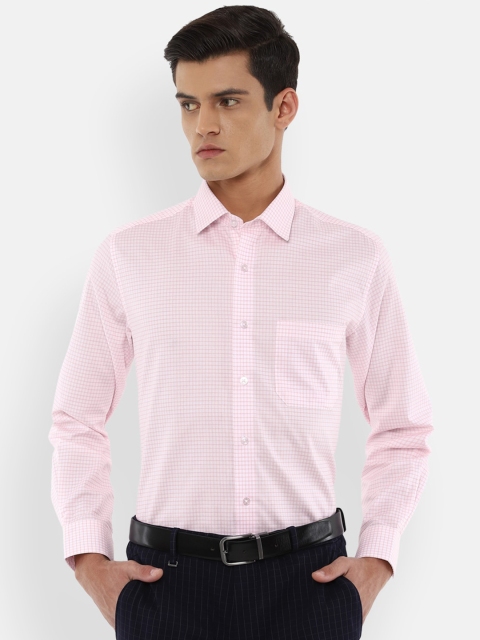 

Louis Philippe Men Pink Checked Slim Fit Pure Cotton Formal Shirt