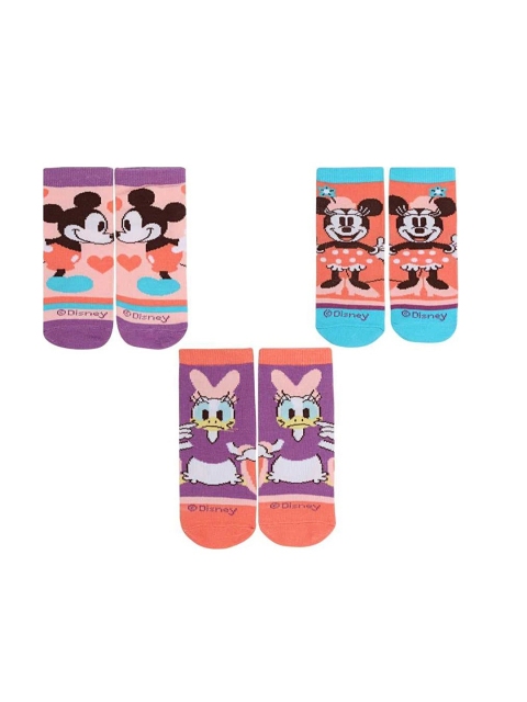 

Disney Girls Pack Of 3 Mickey & Friends Printed Ankle-Length Socks, Multi