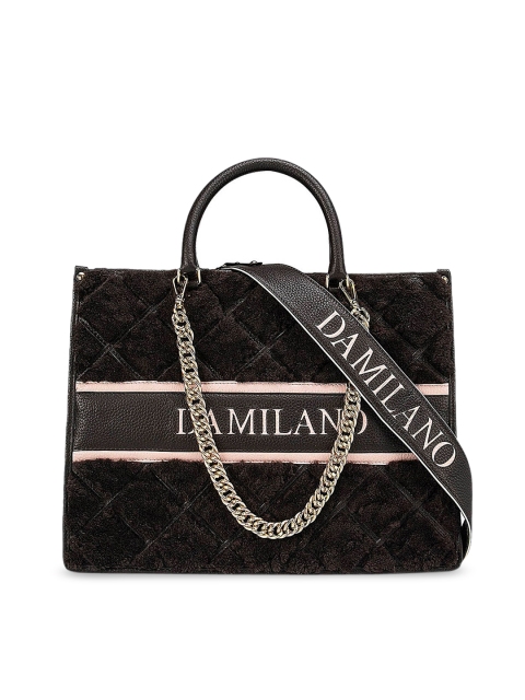 

Da Milano Brown Leather Oversized Shopper Handheld Bag with Quilted
