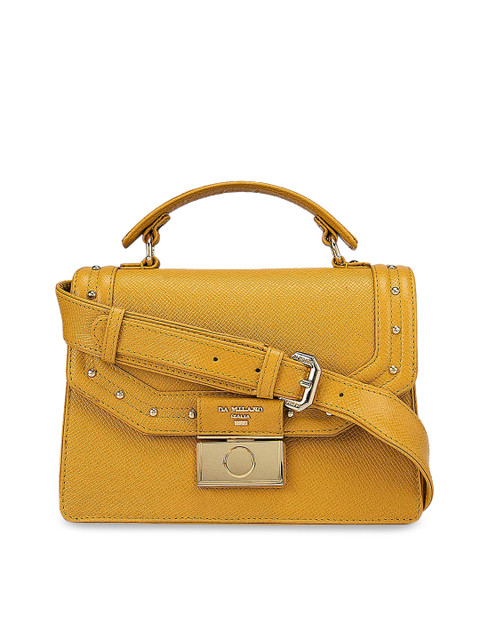

Da Milano Yellow Textured Leather Satchel Bag