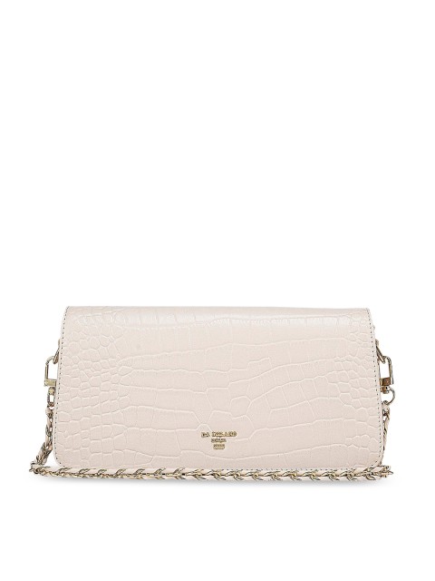 

Da Milano White Textured Leather Half Moon Sling Bag
