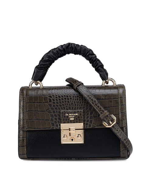 

Da Milano Green Textured Leather Structured Satchel Bag