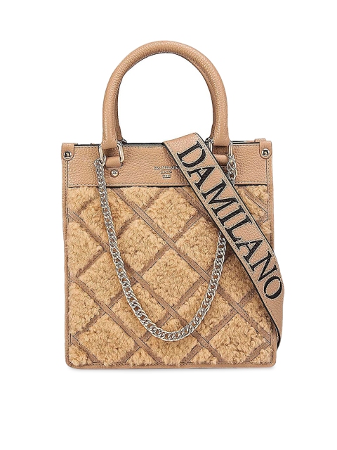 

Da Milano Beige Textured Leather Handheld Bag