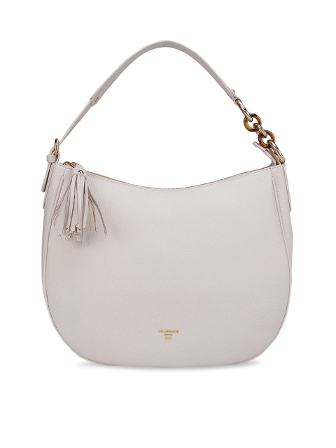 

Da Milano White Half Moon Hobo Bag With Tasselled