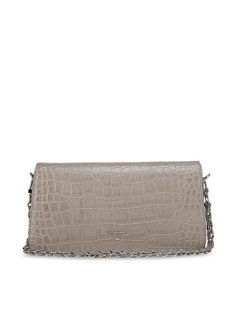 

Da Milano Grey Textured Leather Swagger Sling Bag with Quilted