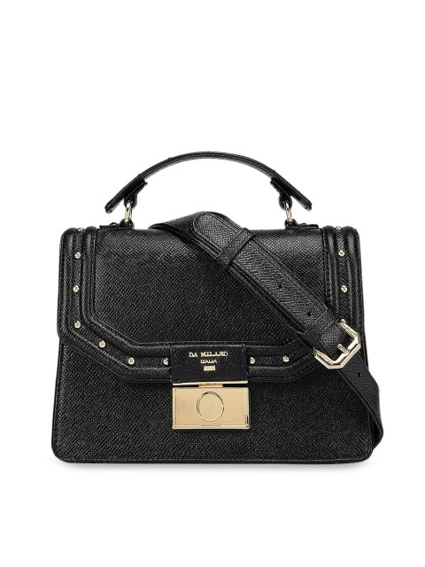 

Da Milano Black Textured Leather Structured Satchel