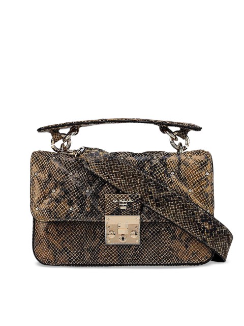 

Da Milano Yellow Animal Textured Leather Structured Satchel Bag