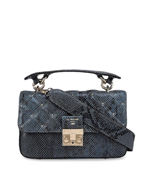 

Da Milano Blue Animal Textured Leather Structured Satchel