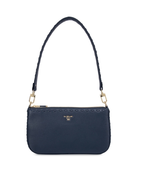 

Da Milano Blue Textured Leather Structured Shoulder Bag