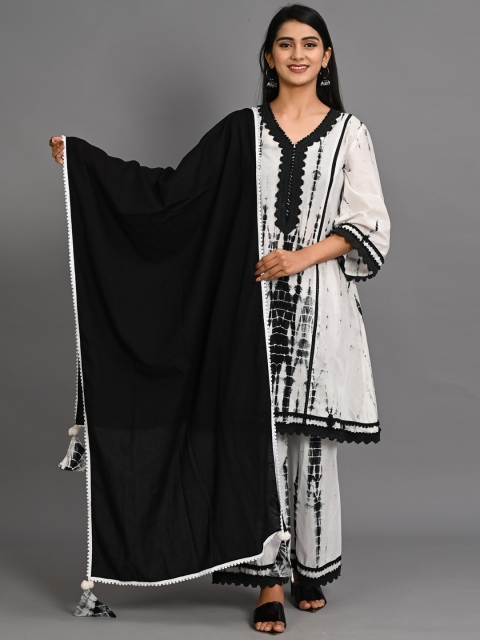 

Bavaria Women White Ethnic Motifs Printed Pure Cotton Kurta with Salwar & With Dupatta