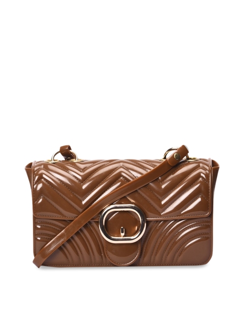 

Pavers England Brown Textured Structured Sling Bag With Quilted