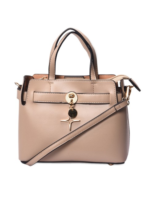 

Pavers England Woman Taupe PU Structured Handheld Bag with Applique