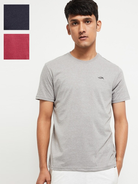 

max Men Pack Of 3 Solid Lounge T-shirts, Red
