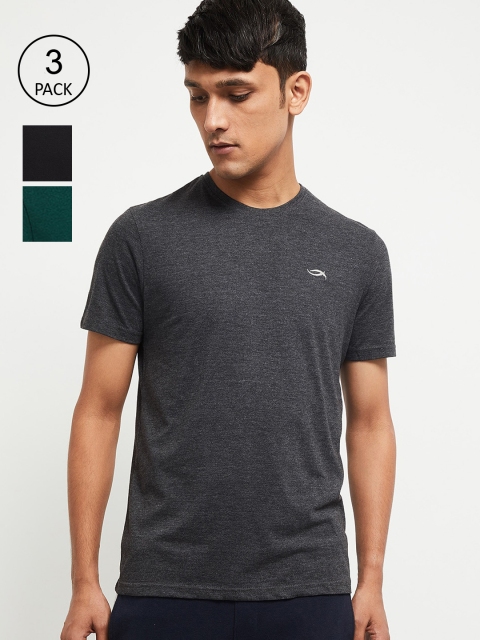 

max Men Pack of 3 Solid Lounge T-shirt, Charcoal