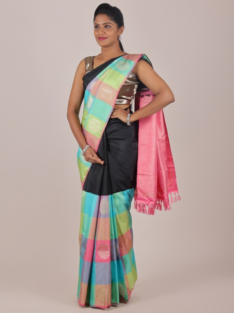 

Pothys Black & Pink Woven Design Pure Silk Saree