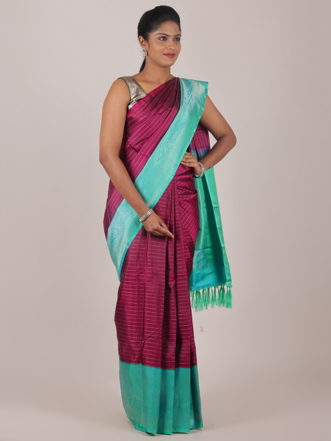 

Pothys Purple & Blue Woven Design Zari Pure Silk Saree