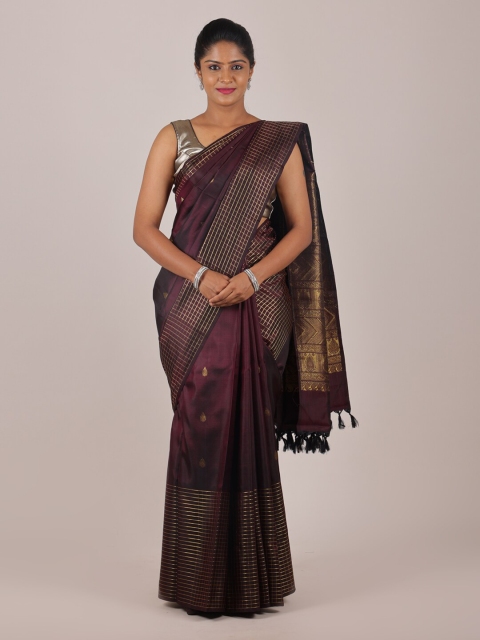 

Pothys Brown & Gold-Toned Ethnic Motifs Zari Pure Silk Saree