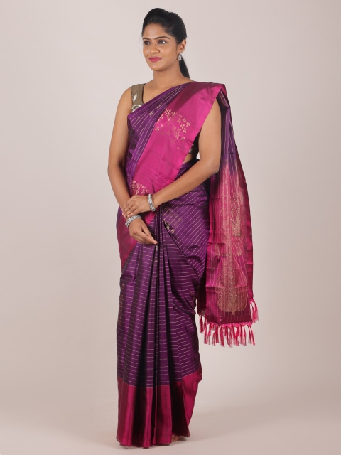 

Pothys Purple & Pink Floral Zari Pure Silk Saree