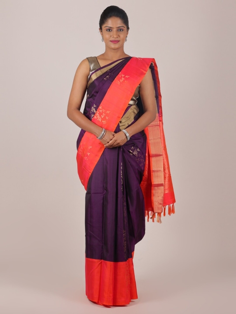 

Pothys Purple & Red Woven Design Zari Pure Silk Saree