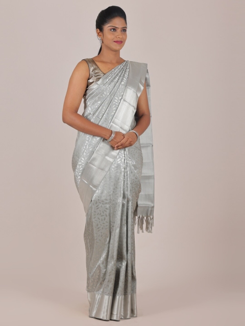 

Pothys Grey Floral Zari Pure Silk Saree