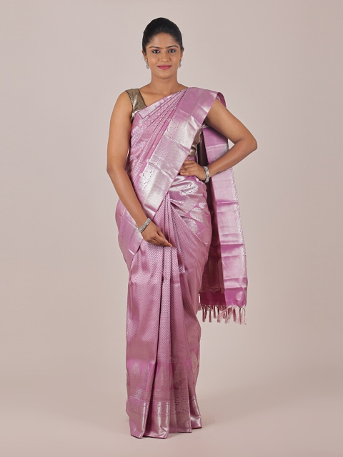 

Pothys Lavender & Silver-Toned Woven Design Pure Silk Saree