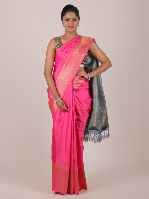 

Pothys Pink & Grey Zari Pure Silk Saree