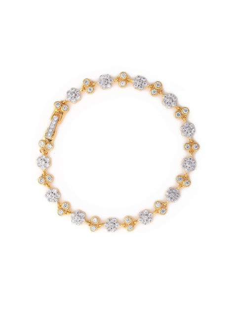 

Tistabene Women White & Gold-Plated Stone Studded Charm Bracelet