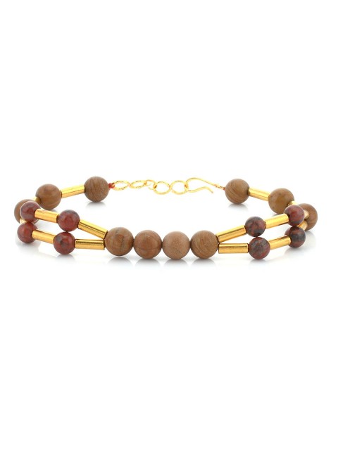 

Tistabene Women Brown Gold-Plated Beaded Bracelet