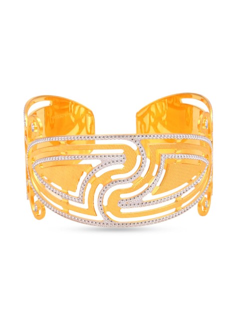 

Tistabene Women Gold-Plated & White Stone Studded Brass Cuff Bracelet
