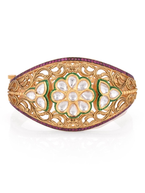 

Tistabene Women Gold-Toned & Red Gold-Plated Kada Bracelet