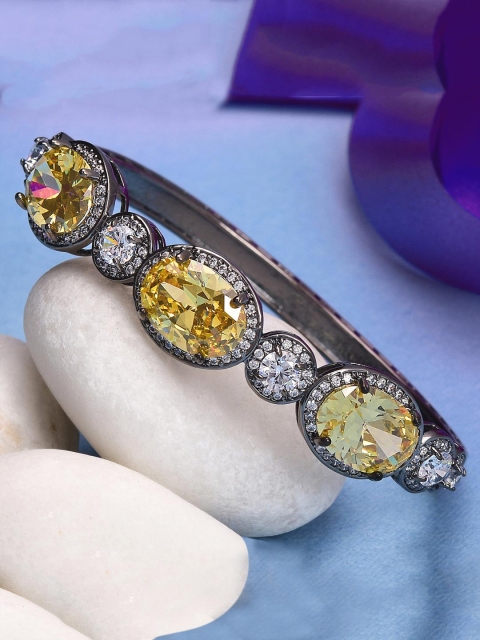 

Tistabene Women White & Yellow Rhodium-Plated Bangle-Style Bracelet