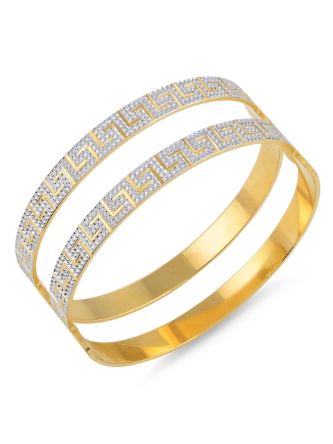 

Tistabene Women Gold-Toned & White Brass Gold-Plated Kada Bracelet