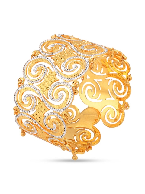 

Tistabene Women Gold-Toned & White Brass Gold-Plated Kada Bracelet