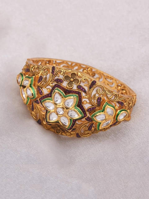 

Tistabene Women Gold-Toned & Red Gold-Plated Cuff Bracelet