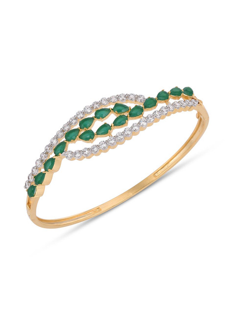 

Tistabene Women Gold-Toned & Green Gold-Plated Kada Bracelet