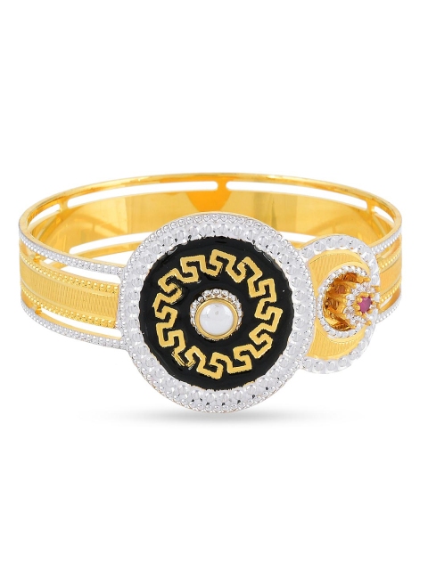 

Tistabene Women Gold-Toned & White Brass Gold-Plated Kada Bracelet