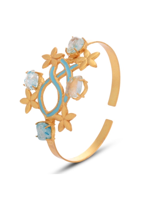 

Tistabene Women Gold-Toned & Blue Gold-Plated Enameled Cuff Bracelet