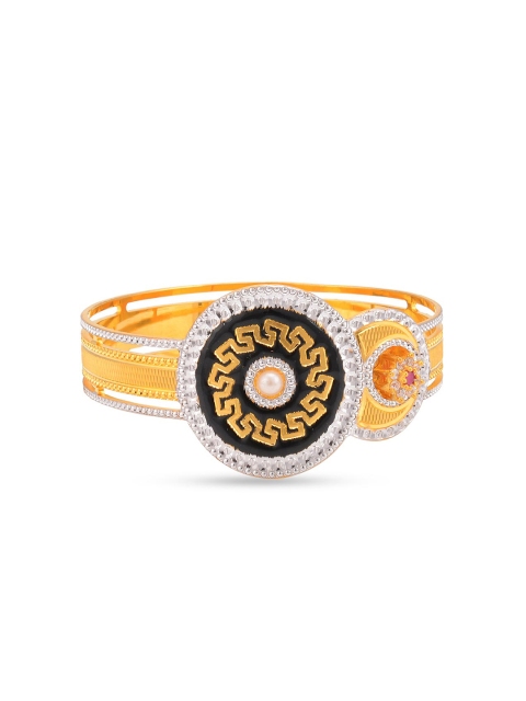 

Tistabene Women Gold-Toned & Black Brass Enamelled Gold-Plated Kada Bracelet