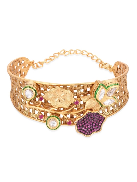 

Tistabene Women Red & Gold-Toned Gold-Plated Cuff Bracelet