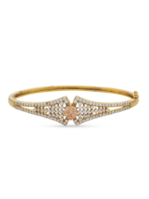 

Tistabene Women White Stone-Studded Gold-Plated Bangle-Style Bracelet