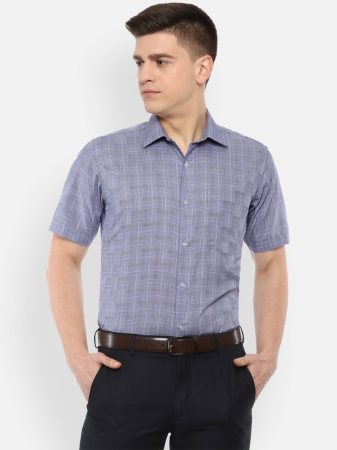 

Van Heusen Men Blue Checked Formal Shirt