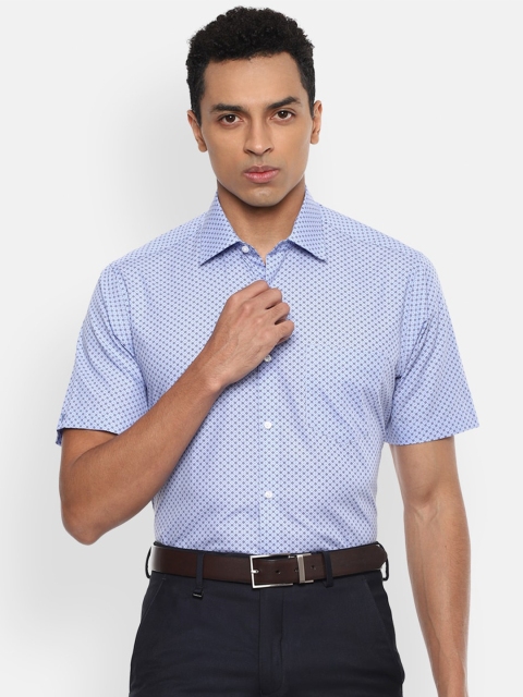 

Van Heusen Men Blue Printed Regular Fit Pure Cotton Formal Shirt