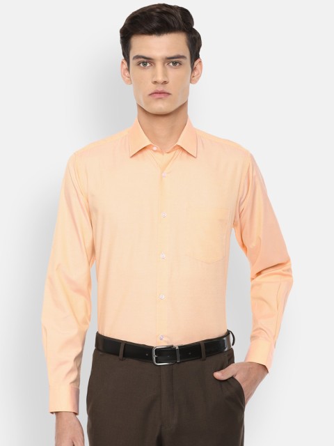 

Van Heusen Men Peach-Coloured Striped Regular-Fit Formal Shirt